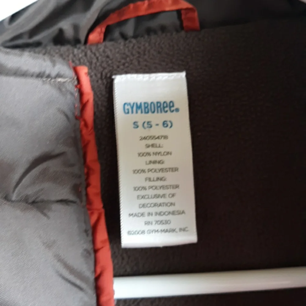 Gymboree Puffer Vest Orange and Brown Cozy Lining - Picture 3 of 5